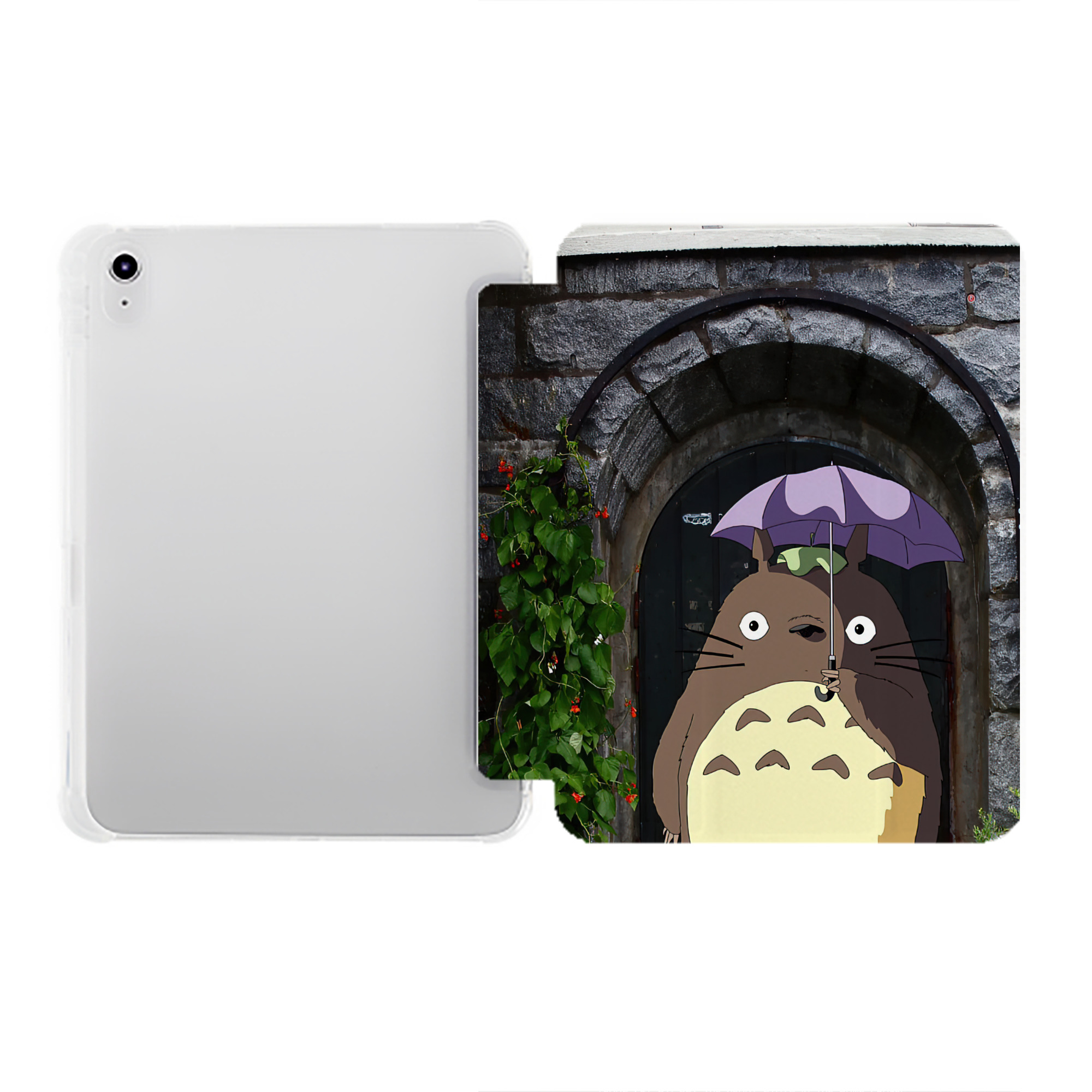 （画像用） となりのトトロ 草壁メイ 草壁サツキ My Neighbor Totoro Satsuki Kusakabe Mei Kusakabe IPad ケース ペン収納付き 三つ折りスタンド PUレザー×シリコン 対応機種9.5/10.5/10.9インチ